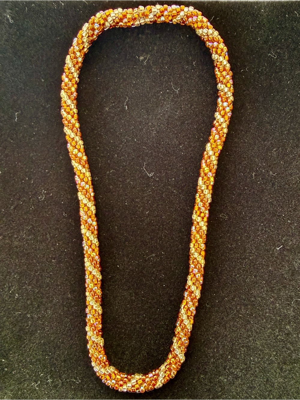 Handcrafted Brown toned Beaded crocheted Rope Necklace